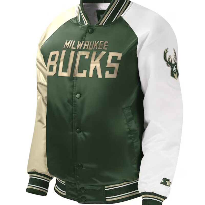 Milwaukee Bucks Youth Hunter Green Varsity Satin Jacket