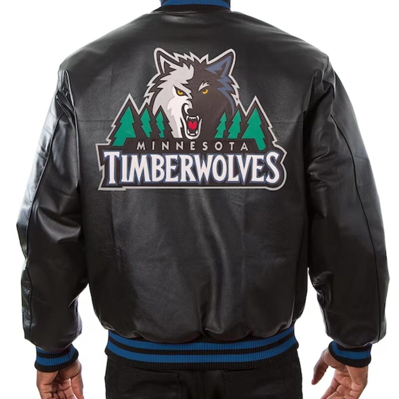Minnesota Timberwolves Domestic Team Color Black Leather Jacket