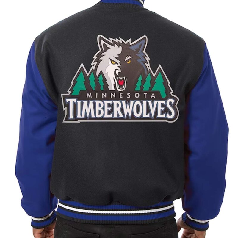 Minnesota Timberwolves Domestic Varsity Black and Royal Varsity Jacket