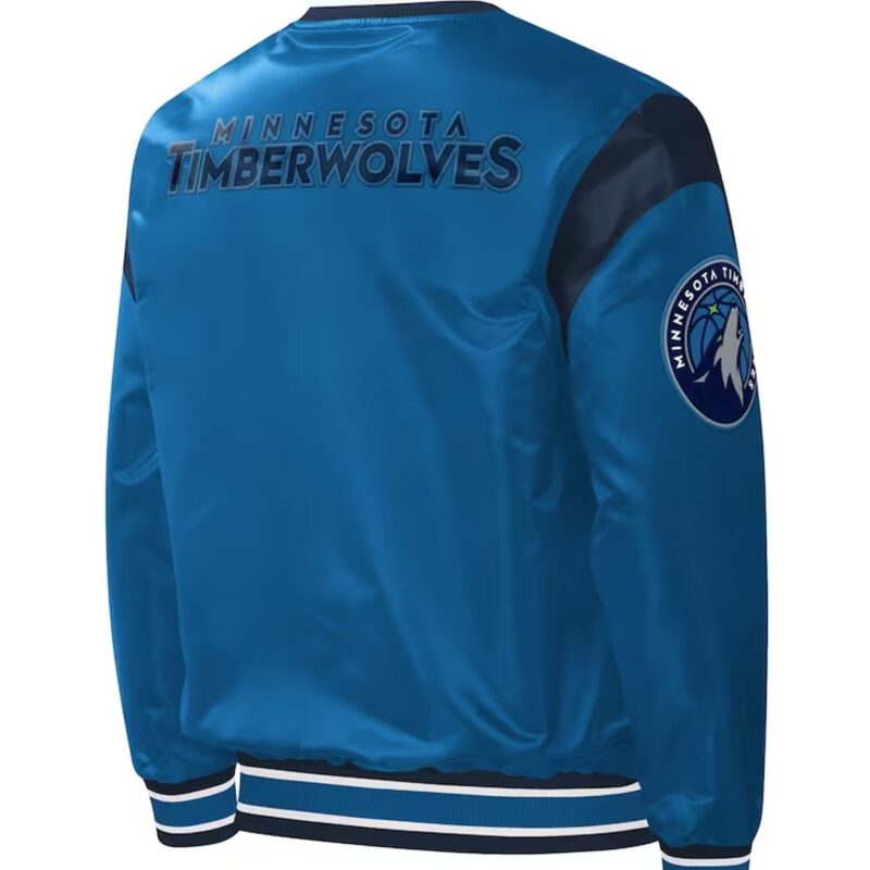 Minnesota Timberwolves Force Play Blue Varsity Satin Jacket