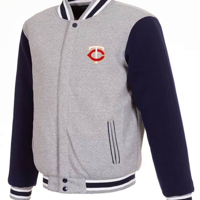 Minnesota Twins Varsity Gray and Navy Wool Jacket