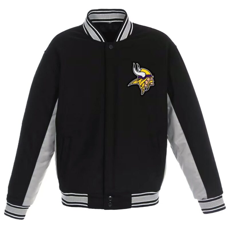 Black/Gray Minnesota Vikings Varsity Wool Jacket