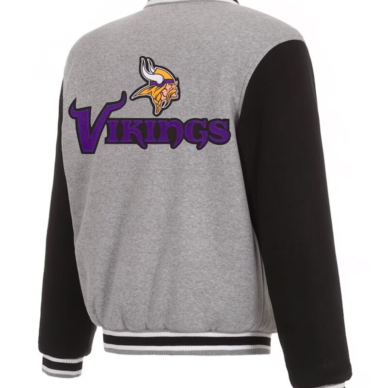 Minnesota Vikings Gray and Black Varsity Wool Jacket