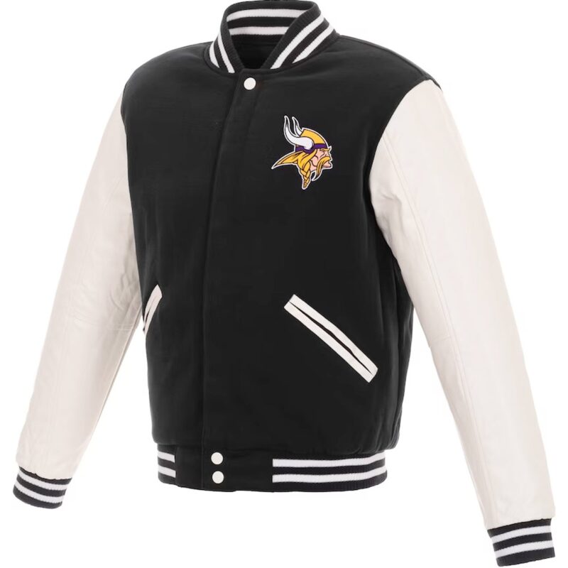 Minnesota Vikings Black and White Varsity Jacket