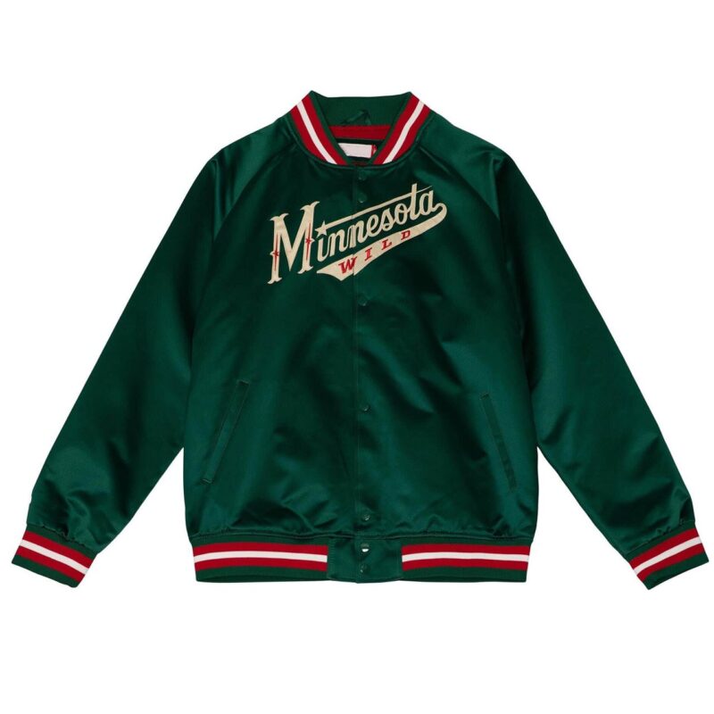 Lightweight Minnesota Wild Green Satin Jacket