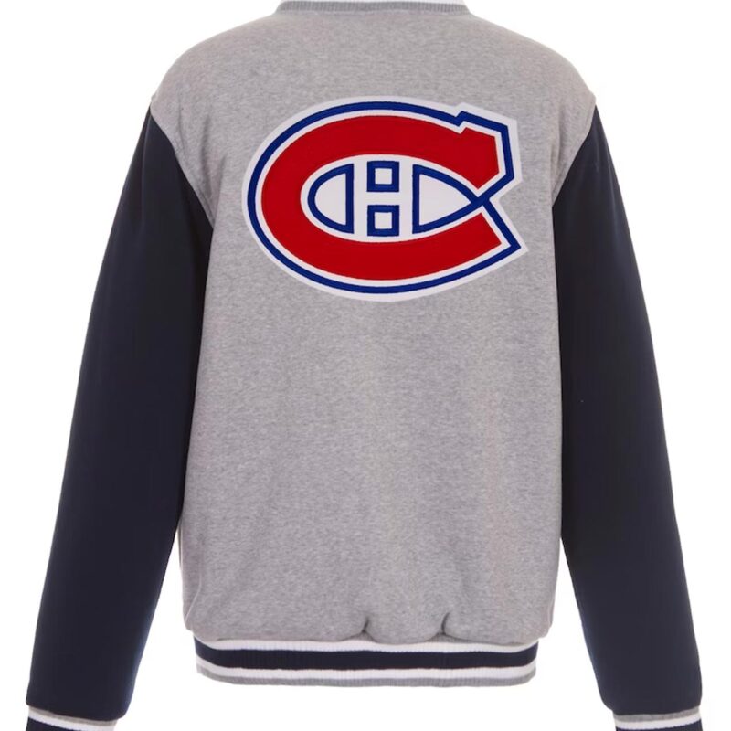 Montreal Canadiens Gray and Black Varsity Wool Jacket