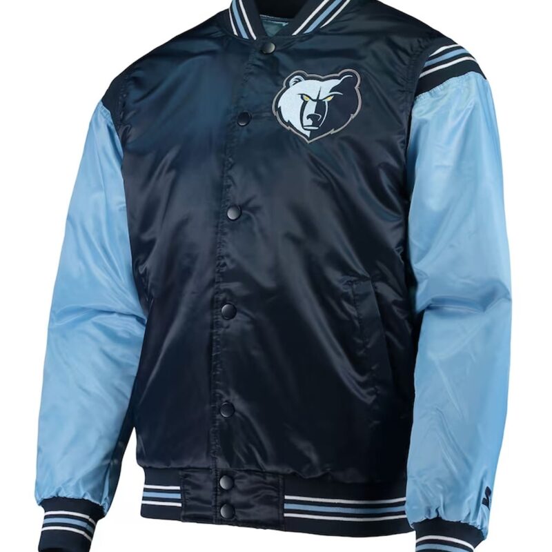 The Enforcer Memphis Grizzlies Navy/Light Blue Varsity Satin Jacket