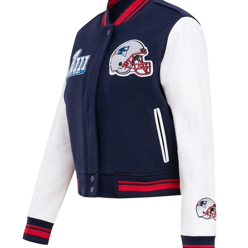 Mash Up New England Patriots Navy and White Varsity Jacket