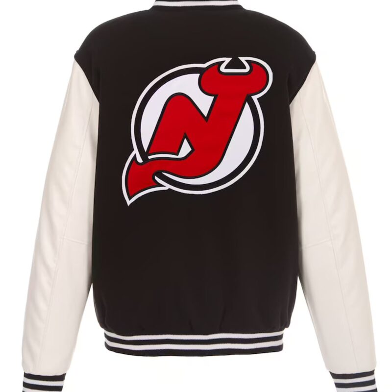 New Jersey Devils Varsity Black and White Jacket