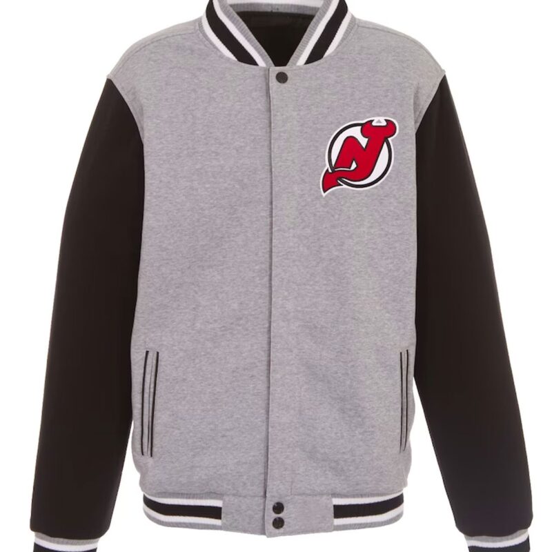 New Jersey Devils Gray and Black Varsity Wool Jacket