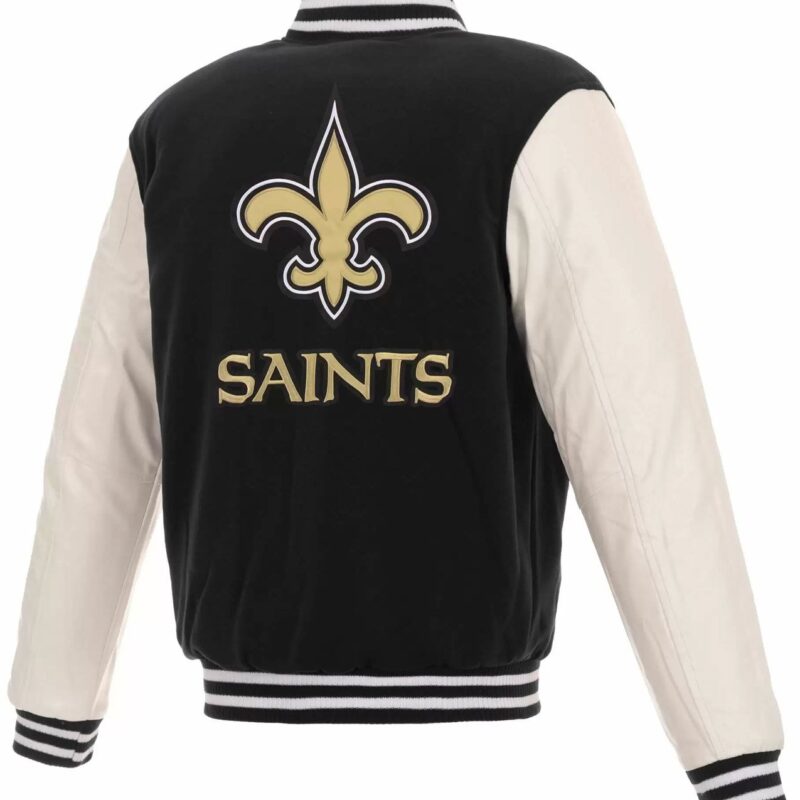 New Orleans Saints Black and White Varsity Jacket