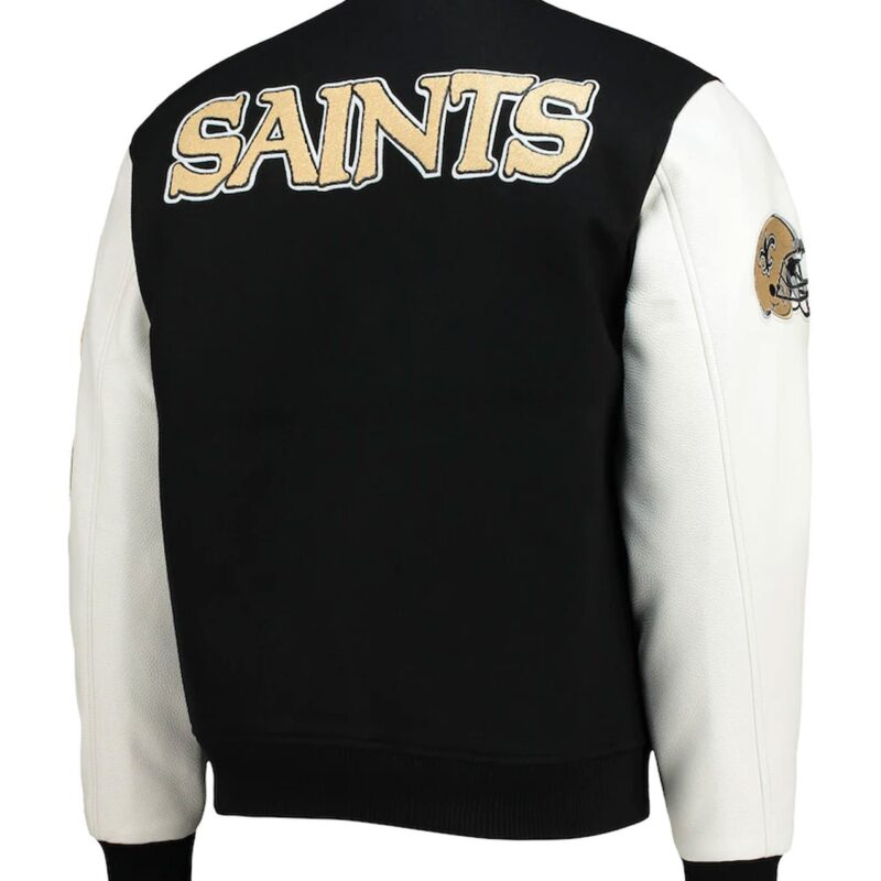 New Orleans Saints Logo Black and White Varsity Jacket