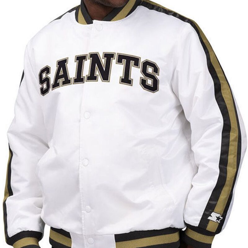 New Orleans Saints The D-Line White Satin Jacket