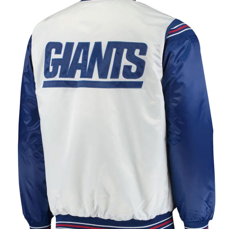 White/Blue NY Giants Throwback Varsity Satin Jacket