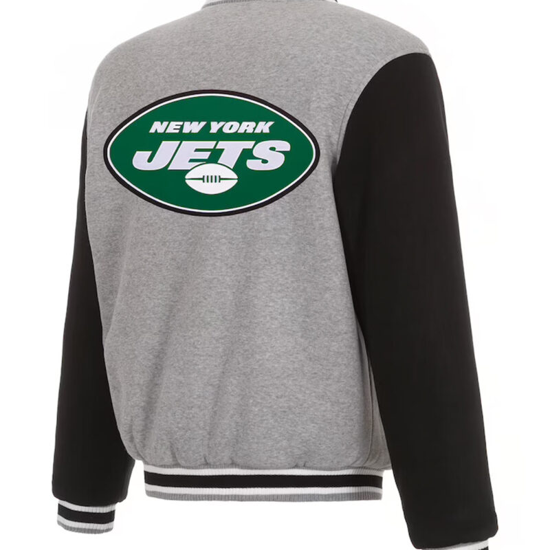 New York Jets Gray and Black Varsity Wool Jacket