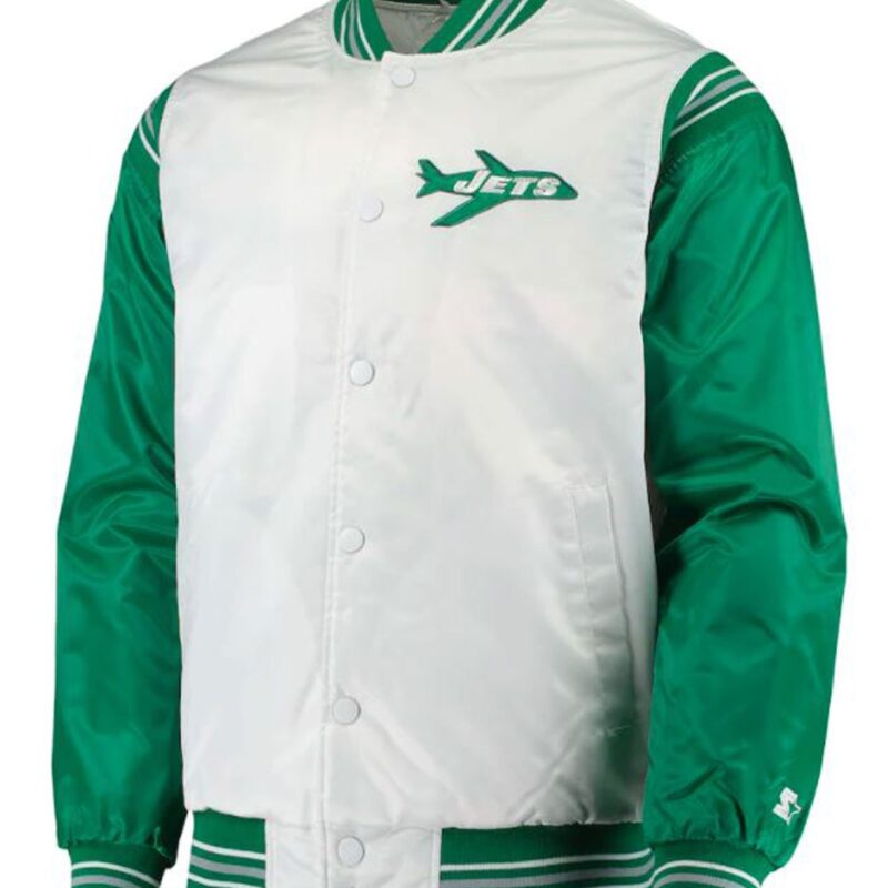 New York Jets White and Green Varsity Jacket