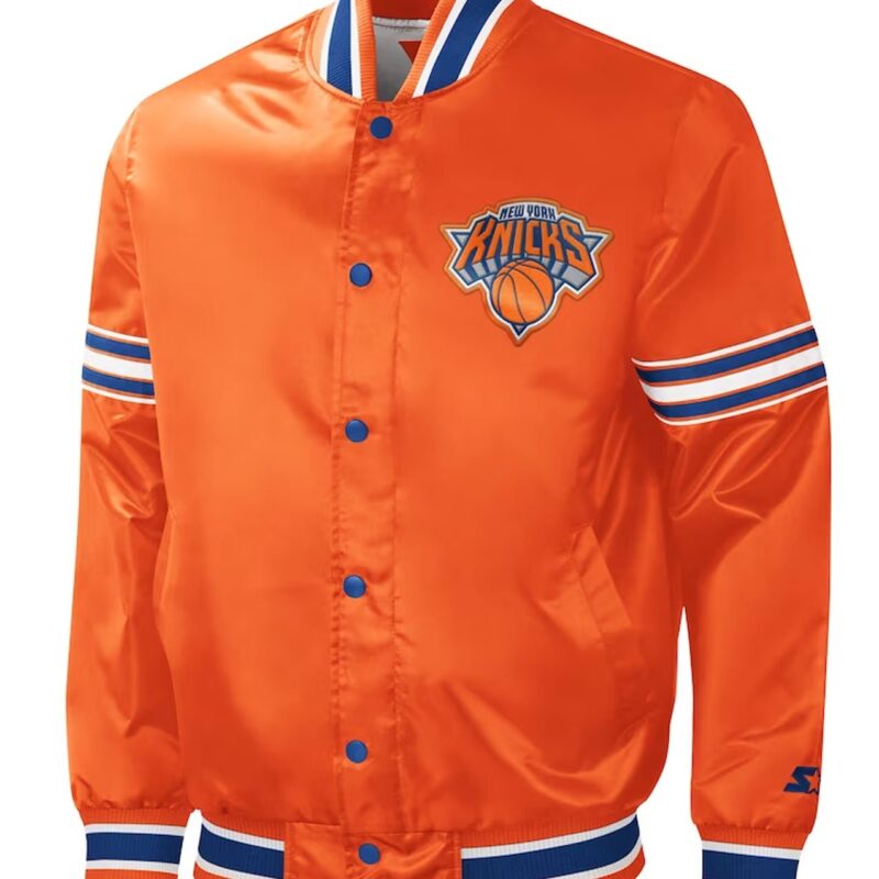 Slider New York Knicks Orange Varsity Satin Jacket