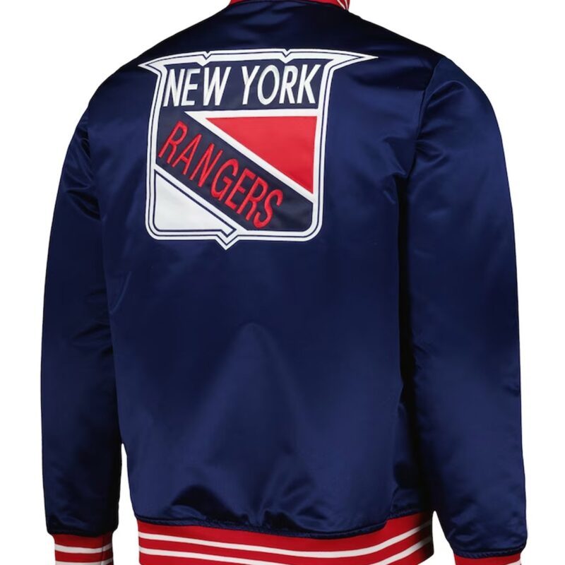 New York Rangers Navy Blue Heavyweight Satin Jacket