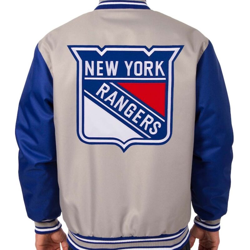 New York Rangers Poly-Twill Two Hit Gray and Blue Jacket