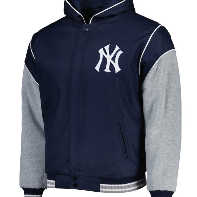 New York Yankees Navy and Gray Hoodie Jacket