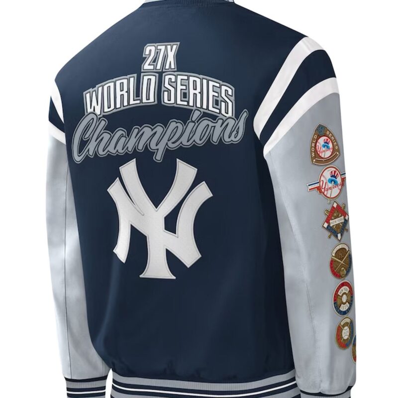 New York Yankees Title Holder Navy Varsity Satin Jacket