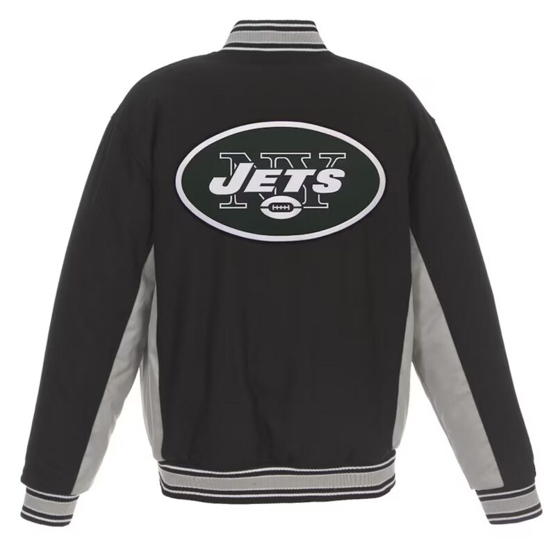 NY Jets Black and Gray Varsity Wool Jacket