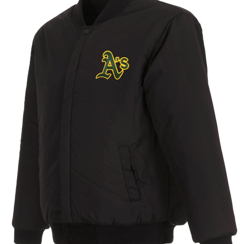 Oakland Athletics Letterman Black Wool Jacket