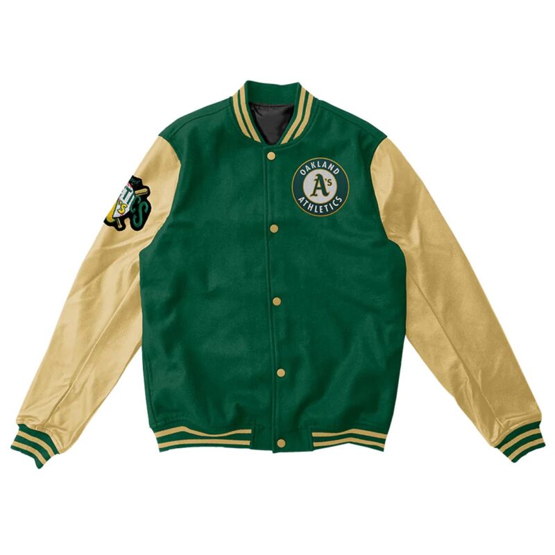 Oakland Athletics Green and Beige Varsity Jacket