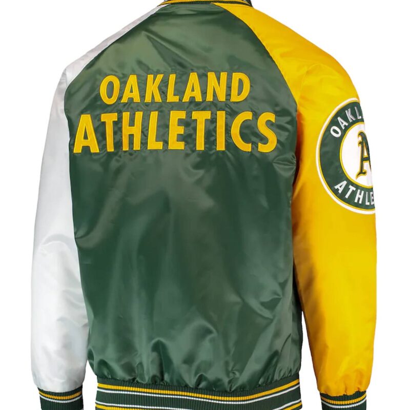 Oakland Athletics Reliever Green and Yellow Satin Jacket