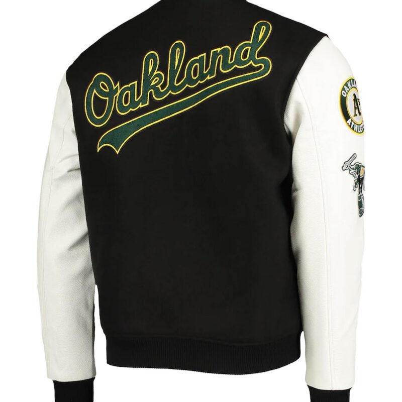 Oakland Athletics Letterman Black and White Jacket