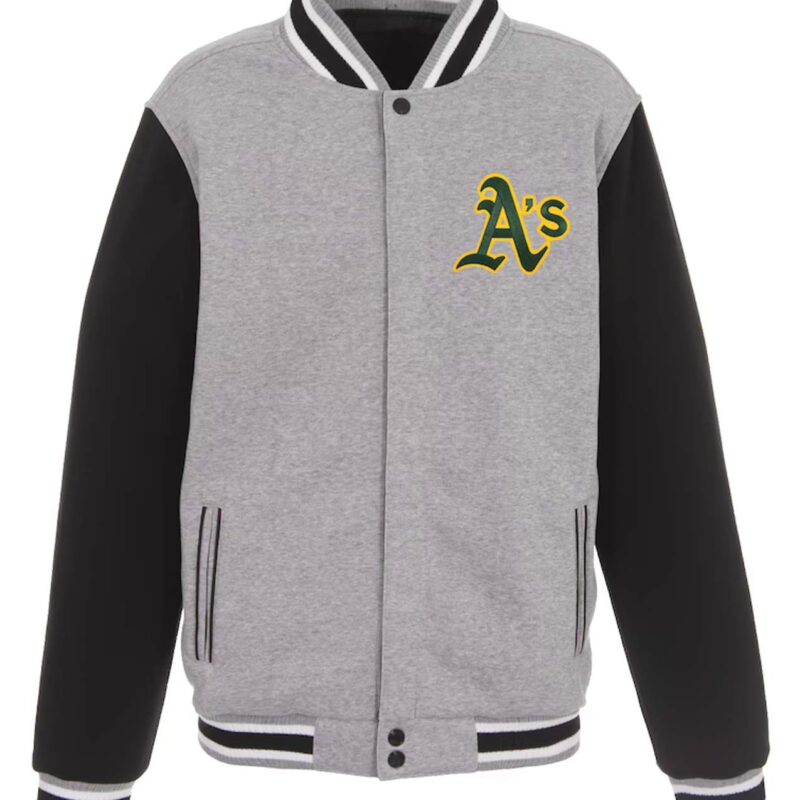 Oakland Athletics Gray and Black Varsity Wool Jacket