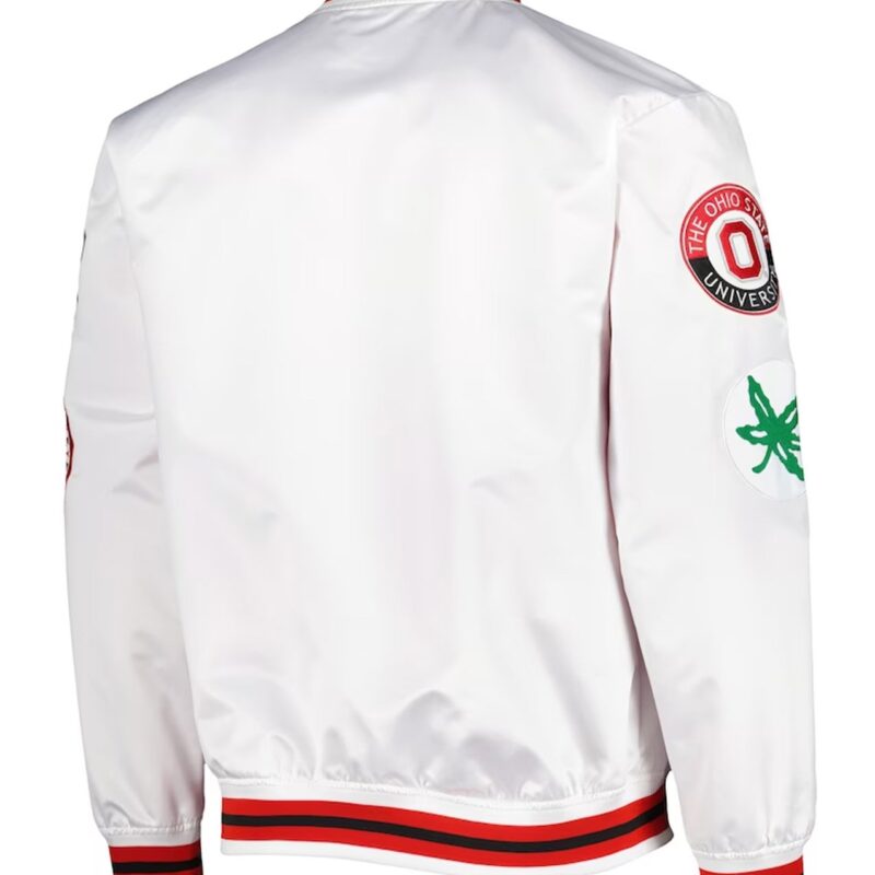 Ohio State Buckeyes City Collection White Varsity Satin Jacket