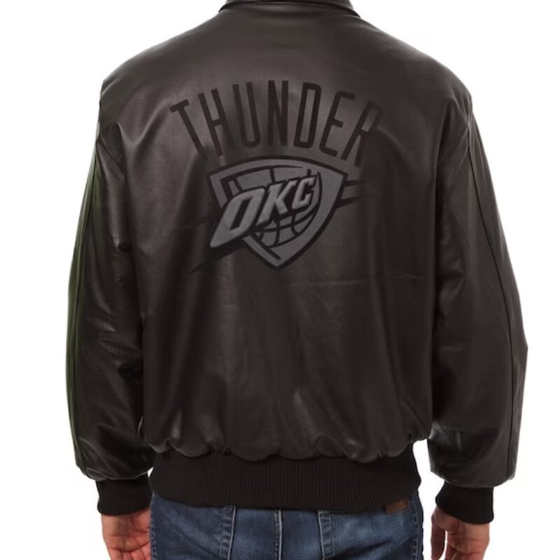 Oklahoma City Thunder Black Tonal Leather Jacket