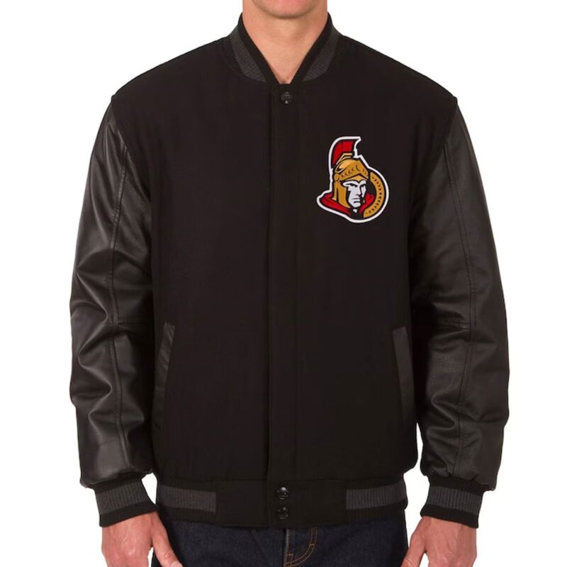Ottawa Senators Black Wool & Leather Jacket