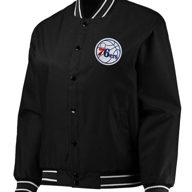 Philadelphia 76ers Poly Twill Black Jacket