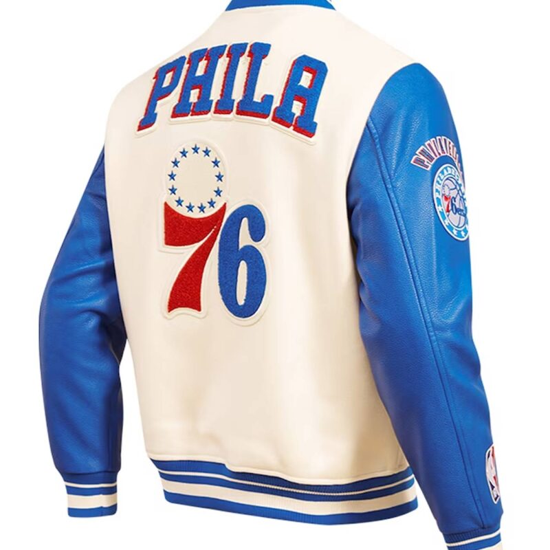 Philadelphia 76ers Cream Retro Classic Varsity Jacket