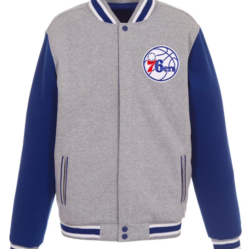 Philadelphia 76ers Gray and Royal Varsity Wool Jacket