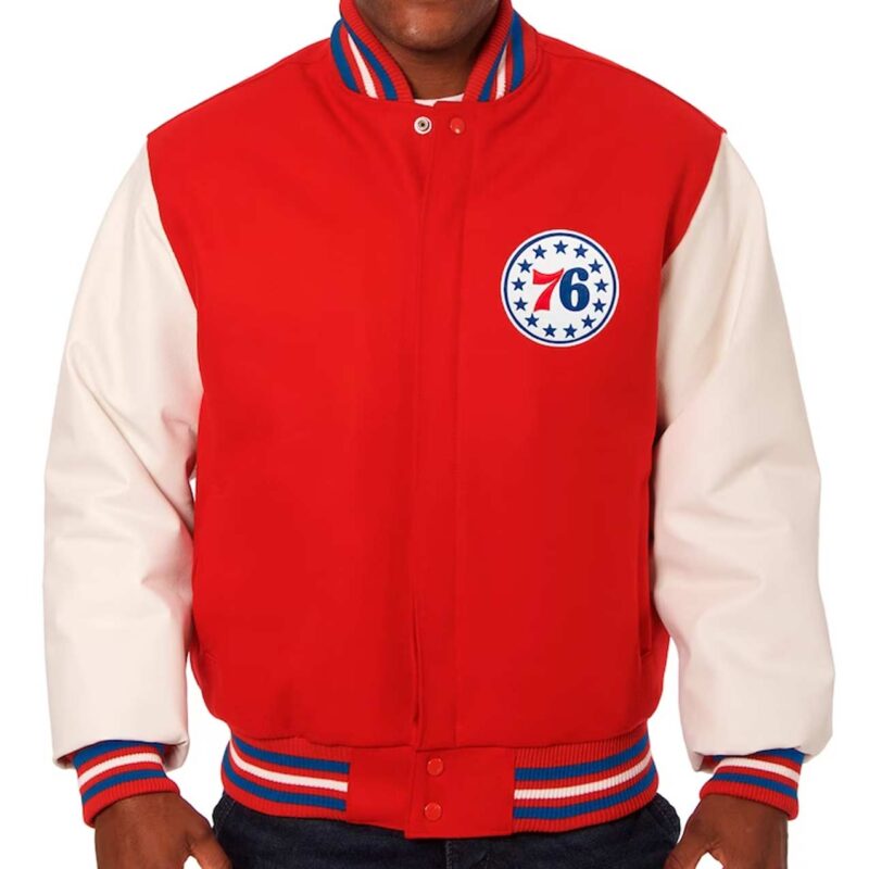 Red/White Philadelphia 76ers Varsity Jacket