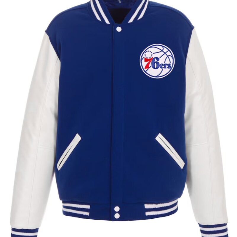 Philadelphia 76ers Royal and White Varsity Jacket