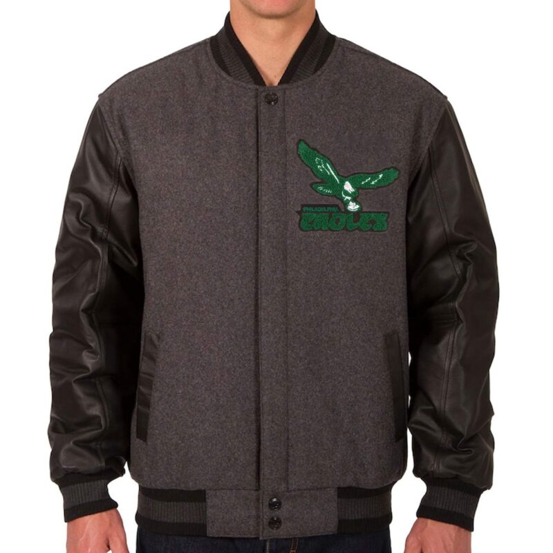 Philadelphia Eagles Varsity Charcoal and Black Jacket