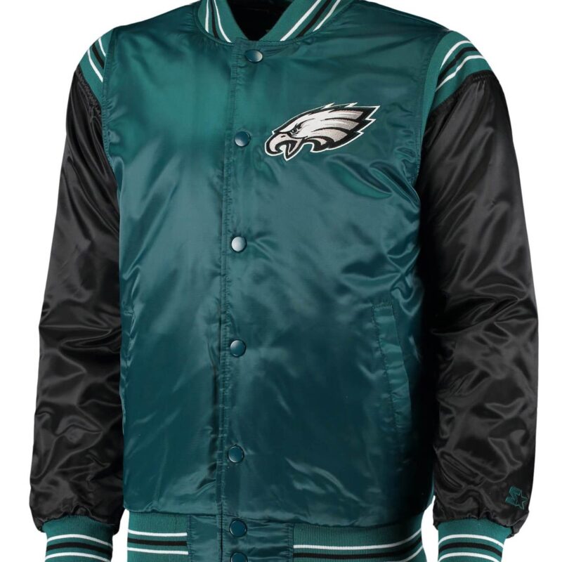 Philadelphia Eagles Green and Black Satin Jacket