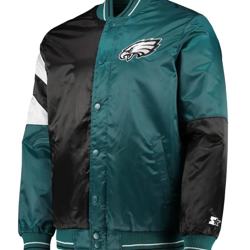 Philadelphia Eagles Green and Black Satin Jacket