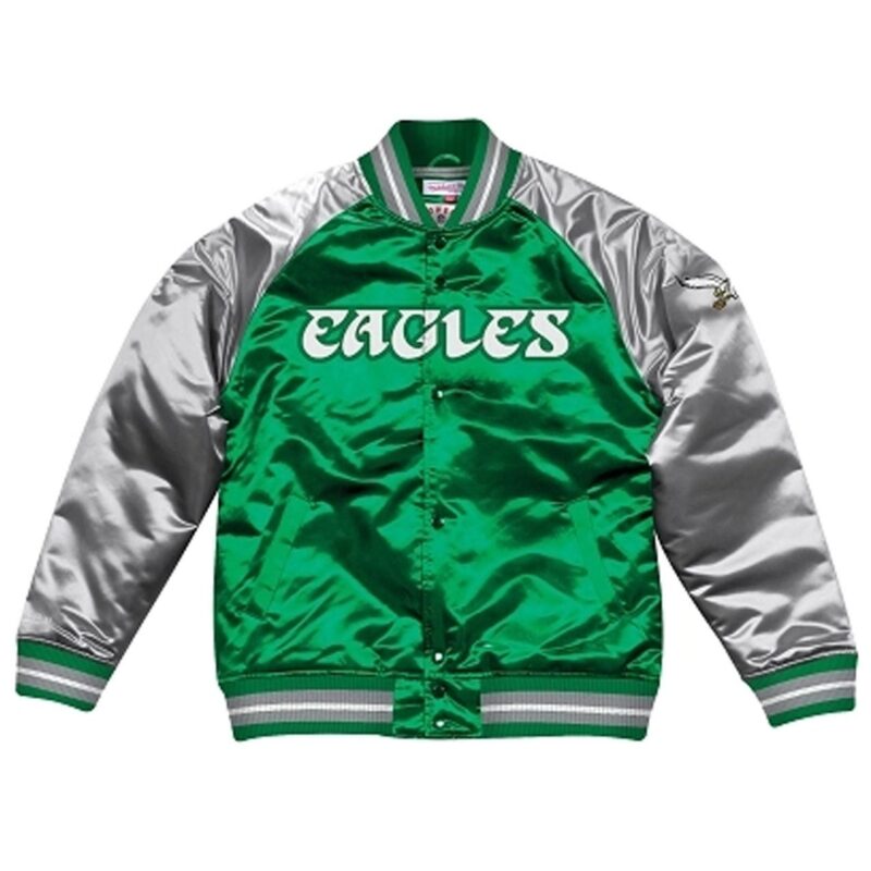Philadelphia Eagles Green and Silver Varsity Satin Jacket