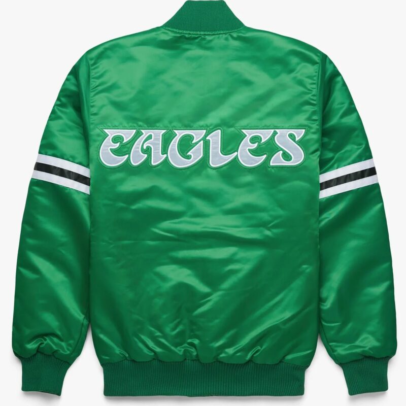 Striped Philadelphia Eagles Green Satin Jacket