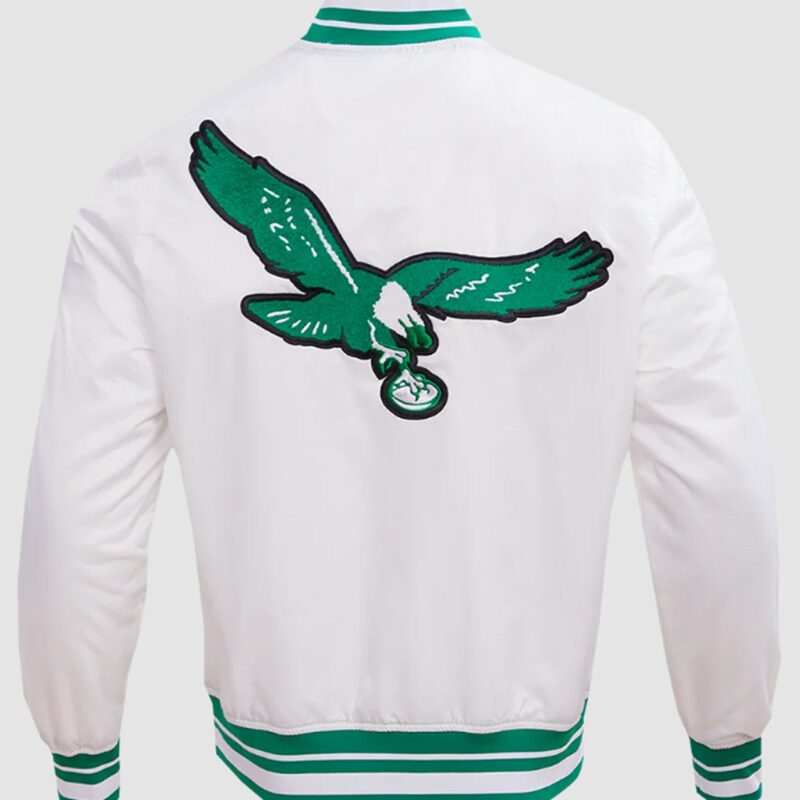 Philadelphia Eagles Retro Classic White Rib Satin Jacket