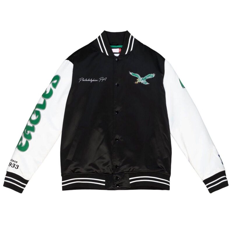 Throwback 2-Tone Philadelphia Eagles Varsity Satin Jacket