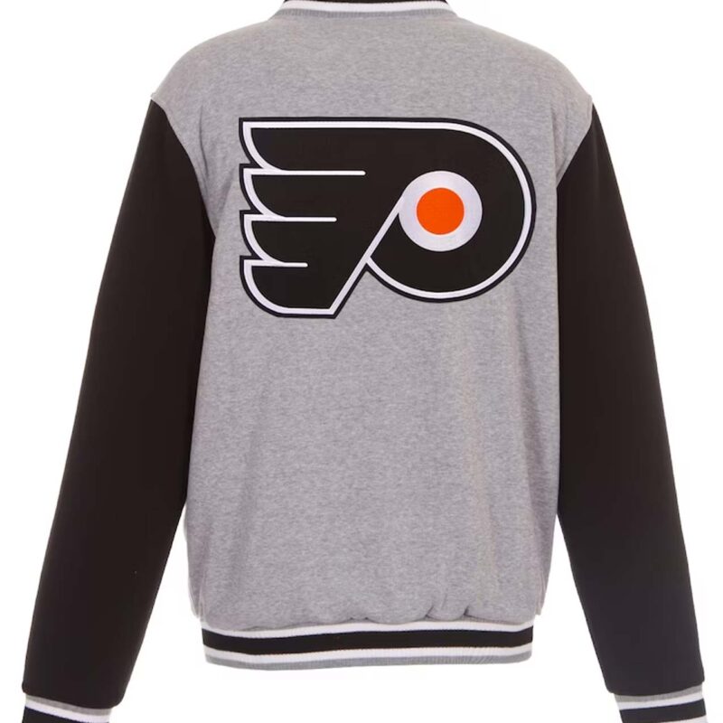 Philadelphia Flyers Gray and Black Varsity Wool Jacket