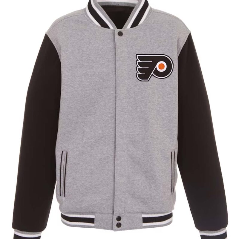 Philadelphia Flyers Gray and Black Varsity Wool Jacket