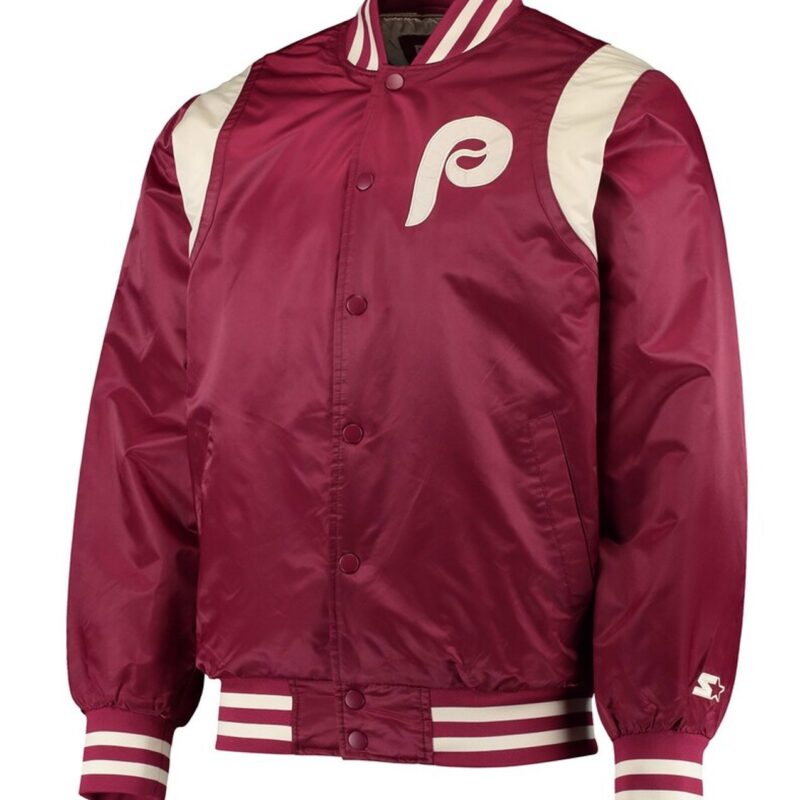 Philadelphia Phillies Burgundy Varsity Satin Jacket