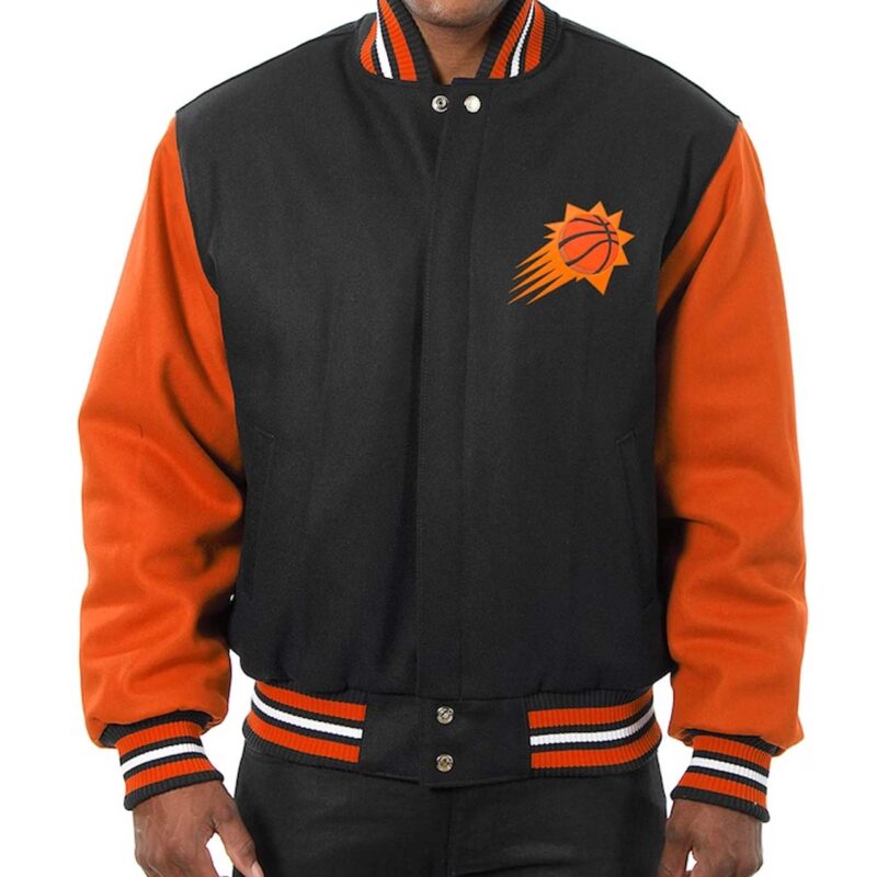 Phoenix Suns Varsity Black and Orange Wool Jacket